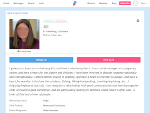 Christian Connection Dating Profile