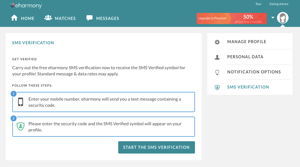 eHarmony SMS Verification