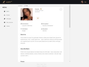 Luxy Profile on the Website