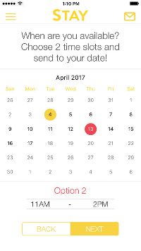 Stay App allows you to schedule a date.