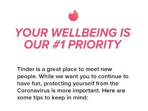 Tinder's Coronavirus message to it's members