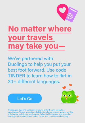 Tinder Partnership Message with Duolingo